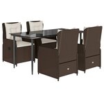 vidaXL Ensemble à manger de jardin 5 Pièces et coussins marron poly rotin