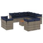 vidaXL Salon de jardin avec coussins 12 Pièces gris résine tressée