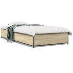 vidaXL Cadre de lit chêne sonoma 100x200 cm bois d'ingénierie et métal