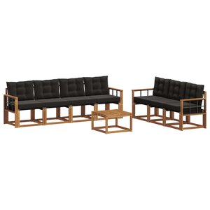 vidaXL Ensemble de canapés d'extérieur 8 pc Naturel et Noir