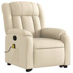 vidaXL Fauteuil inclinable de massage Crème Tissu