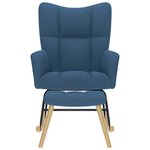 vidaXL Chaise à bascule avec repose-pied Bleu Tissu