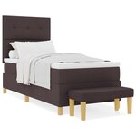 vidaXL Lit Box Spring avec Matelas & Banc Brun Foncé 80x200 cm Tissu