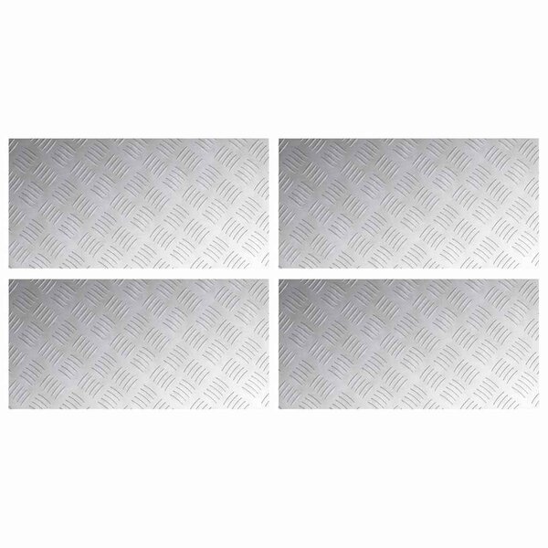 vidaXL Plaques à damier 4 Pièces Argent 60 x 30 cm Aluminium
