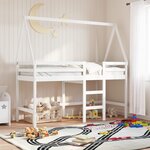 vidaXL Lit superposé avec échelle et toit sans matelas blanc 80x200 cm