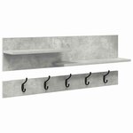 vidaXL Porte-manteau mural avec étagère Gris béton 90 x 15 x 36 cm