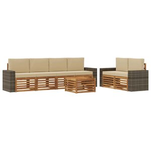 vidaXL Ensemble de canapés d'extérieur 7 pc Naturel et Beige