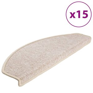 vidaXL Tapis d'escalier 15 Pièces Taupe 65 x 24 x 4 cm