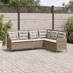 vidaXL Canapé de jardin avec coussins forme de L beige résine tressée