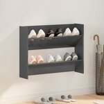 vidaXL Armoire à chaussures murale gris brillant bois d'ingénierie