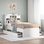 vidaXL Lit bibliothèque sans matelas blanc 90x200cm bois de pin massif