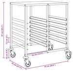 vidaXL Chariot à plateaux 12 bacs GN 75x55x87 cm acier inoxydable