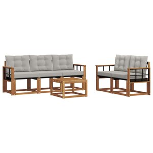 vidaXL Ensemble de canapés d'extérieur 6 pc Gris Naturel et Clair
