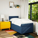 vidaXL Sommier à lattes de lit avec matelas Bleu 90x200 cm Tissu
