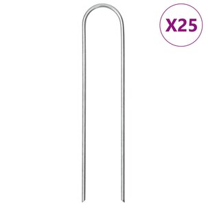 vidaXL Piquets de sol en forme de U 25 Pièces 15x3 5 cm acier galvanisé