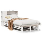 vidaXL Lit bibliothèque sans matelas blanc 90x200 cm bois massif