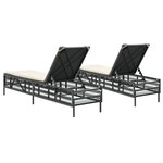 vidaXL Chaises longues avec coussins lot de 2 noir résine tressée