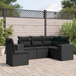 vidaXL Salon de jardin 5 Pièces avec coussins noir résine tressée