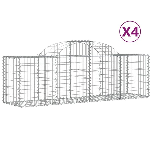 vidaXL Paniers à gabions arqués 4 Pièces 200x50x60/80 cm Fer galvanisé