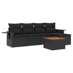 vidaXL Salon de jardin 6 Pièces avec coussins noir résine tressée