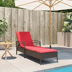vidaXL Chaise longue avec coussin Marron 63 x 200 x 81 cm Résine tressée (États-Unis uniquement)