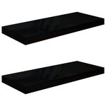 vidaXL Étagère murale flottante 2 Pièces Noir brillant 60x23 5x3 8 cm MDF