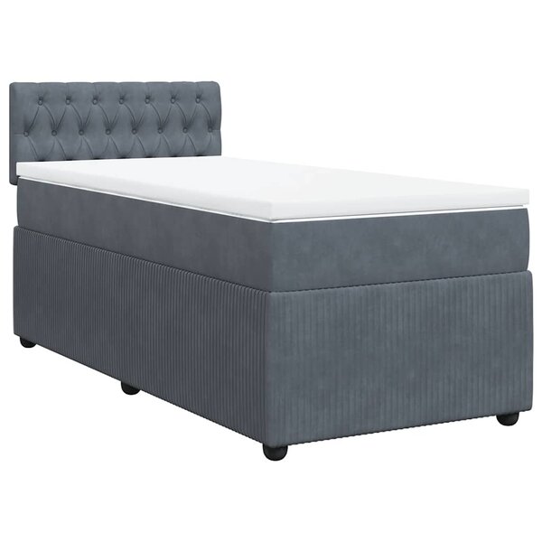 vidaXL Sommier à lattes de lit et matelas Gris foncé 90x200 cm Velours