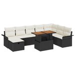 Ensemble de Canapés de Jardin vidaXL 9 Pièces avec Coussins Noir Poly Rattan