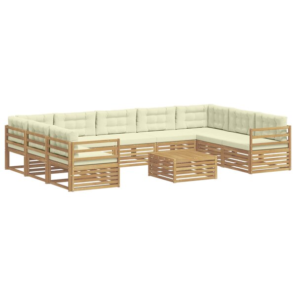 vidaXL Ensemble de canapés d'extérieur 10 pc Blanc et crème Polyester