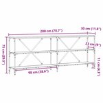 vidaXL Table Console avec étagère chêne artisanal 200 x 30 x 75 cm