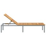 vidaXL Chaise longue Gris 200 x 55 x 35 cm Bois d'acacia massif