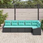 vidaXL Ensemble de Canapés avec coussin 6 Pièces Noir polyrotin