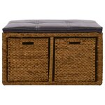 Banc banquette avec 2 paniers jacinthe d'eau 71 x 40 x 42 cm marron 02_0010822
