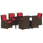 vidaXL Set de salle à manger de jardin 7 pièces marron poly rattan