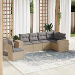 vidaXL Salon de jardin avec coussins 6 Pièces beige résine tressée