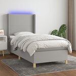 vidaXL Sommier à lattes de lit matelas LED Gris clair 80x200cm Tissu