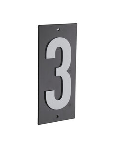 THIRARD - Plaque de signalisation 3  marquage blanc sur fond noir  panneau ABS à visser  56x120mm - THIRARD