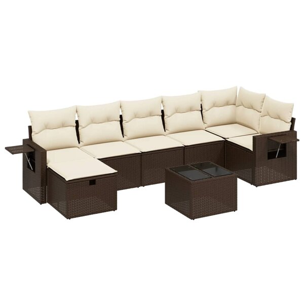 vidaXL Salon de jardin 8 Pièces avec coussins marron résine tressée