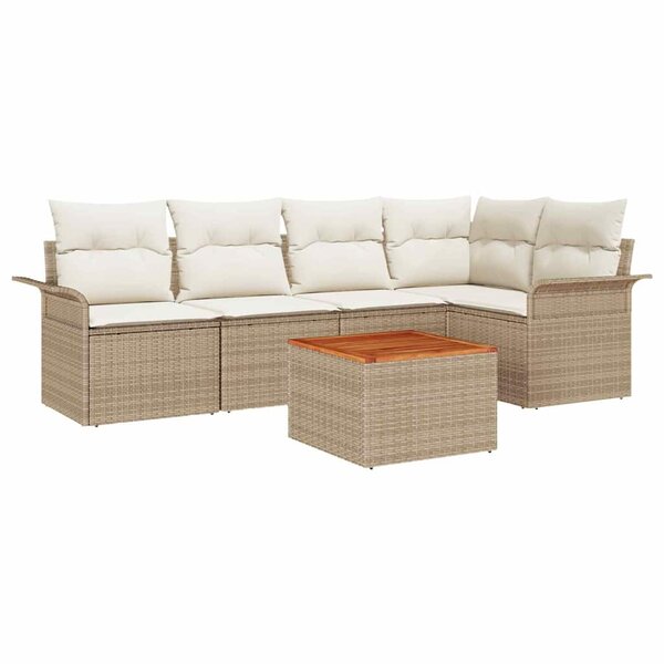 vidaXL Ensemble de canapé de jardin 6 Pièces Beige Poly rotin