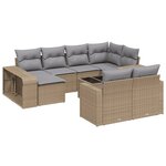 vidaXL Salon de jardin 11 Pièces avec coussins beige résine tressée