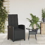 vidaXL Chaise inclinable de jardin et repose-pied noir résine tressée