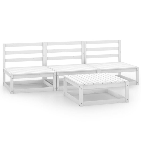 vidaXL Salon de jardin 4 Pièces Blanc Bois de pin massif