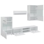 vidaXL Meubles TV 5 Pièces avec lumière LED blanc mat bois d'ingénierie