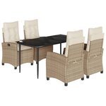 vidaXL Ensemble à manger de jardin avec coussins 5Pièces Beige poly rotin