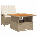vidaXL Ensemble à manger de jardin et coussins 2 Pièces beige poly rotin