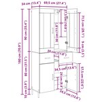 vidaXL Haut Armoire Chêne noir 69 5 x 34 x 180 cm Bois d'ingénierie