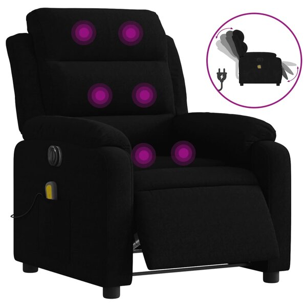 vidaXL Fauteuil inclinable de massage électrique noir velours