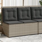 vidaXL Banc inclinable de jardin et coussins gris clair résine tressée