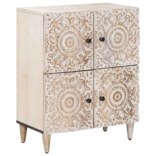 vidaXL Buffet avec porte Blanc 60 x 33 5 x 75 cm Bois de mangue massif