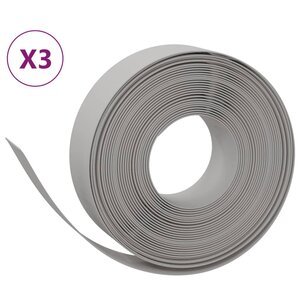 vidaXL Bordures de jardin 3 Pièces gris 10 m 15 cm polyéthylène